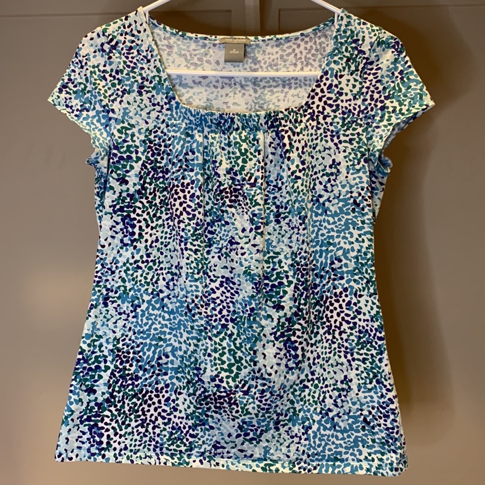 Ann Taylor Blue Top with Cap Sleeves